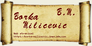 Borka Milićević vizit kartica
